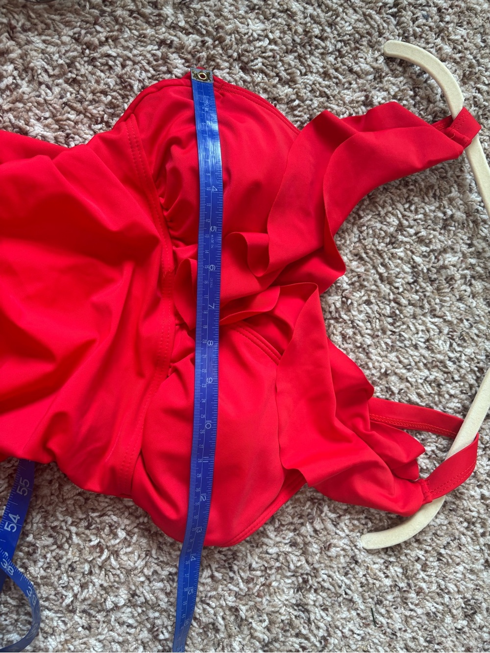 Red Ruffle One-Piece Swimsuit-XS - Picture 6 of 7